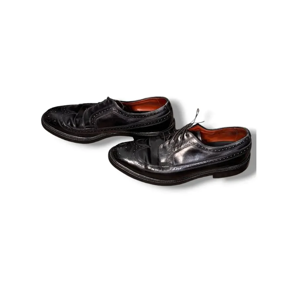 Vintage Allen Edmonds MacNeil Black Wingtip Oxfords Size 10.5 D USA Made Preppy‎